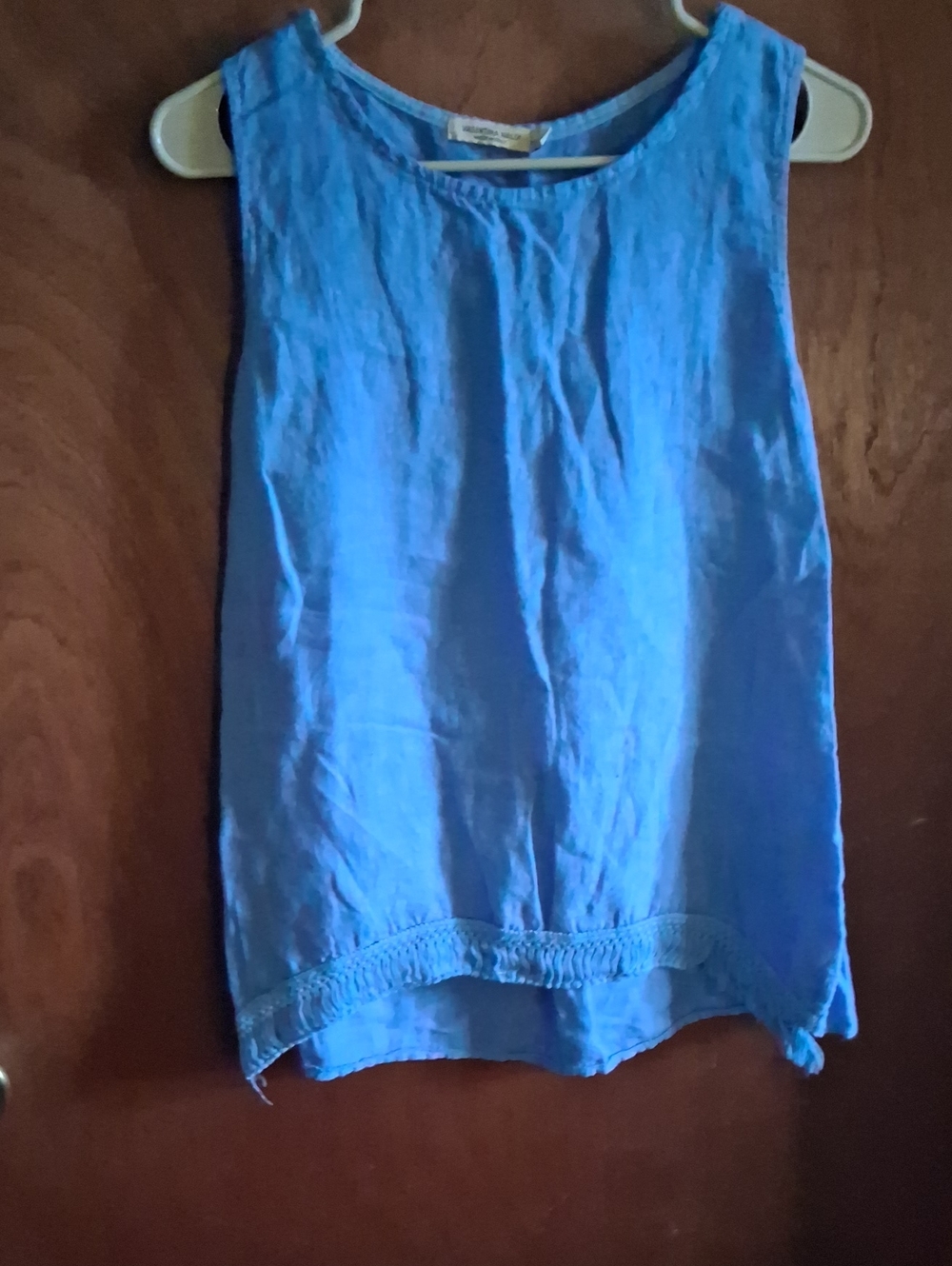 Valentina Blue Sleeveless Linen Tank Top